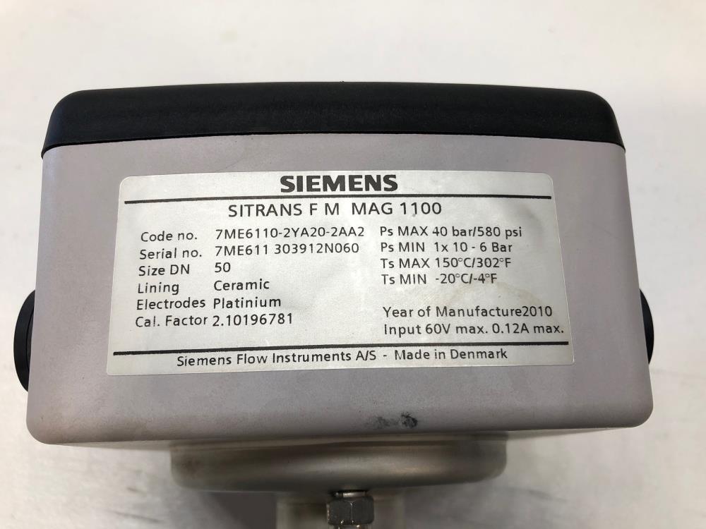 Siemens Sitrans F M MAG 1100 Electromagnetic Flow Sensor 7ME6110-2YA20-2AA2